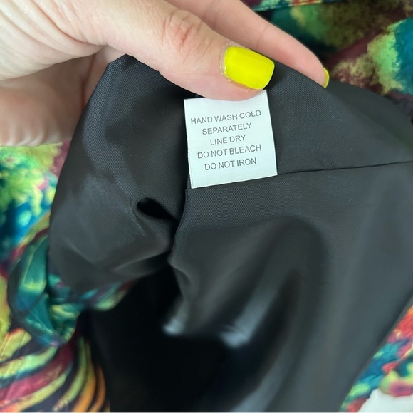 Keren Hart Vibrant Green and Orange Abstract, Artistic, Fun, Retro, Blazer - Picture 4 of 8